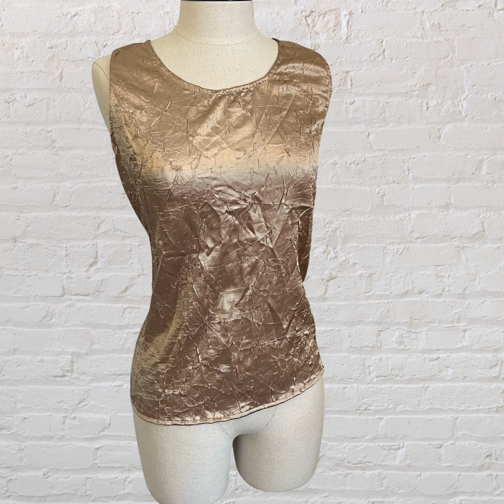 Gold crinkle satin like Y2K tank top from TESS